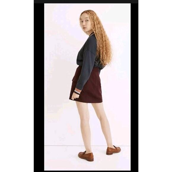 NWT Madewell ($98) Zip Front Mini Skirt Bordeaux Mélange Size 8 Medium ND130 - Picture 11 of 11